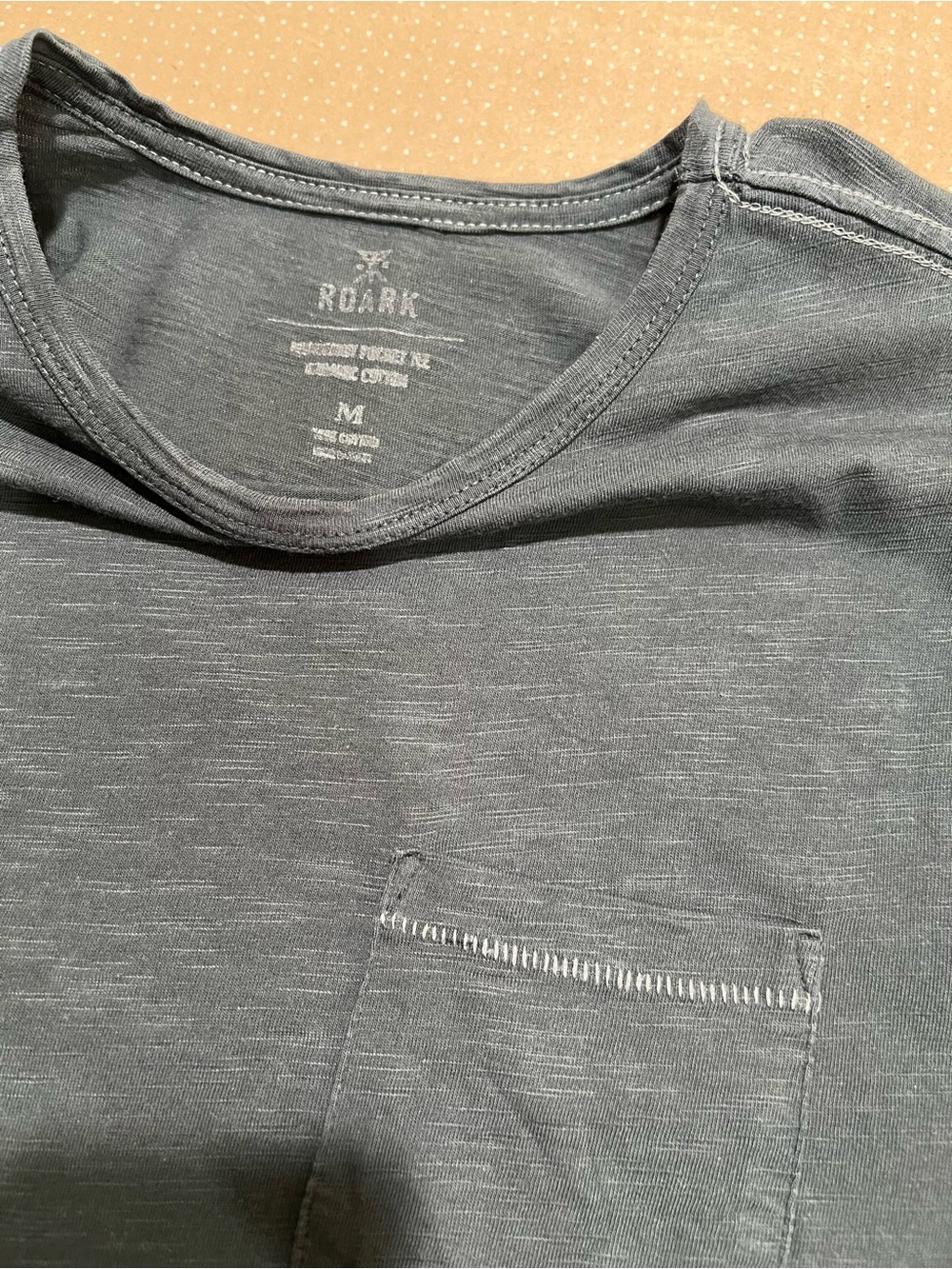 Roark Men's Classic Crew Neck Organic Cotton Dark Gray Pocket T-Shirt (M) - Picture 2 of 12
